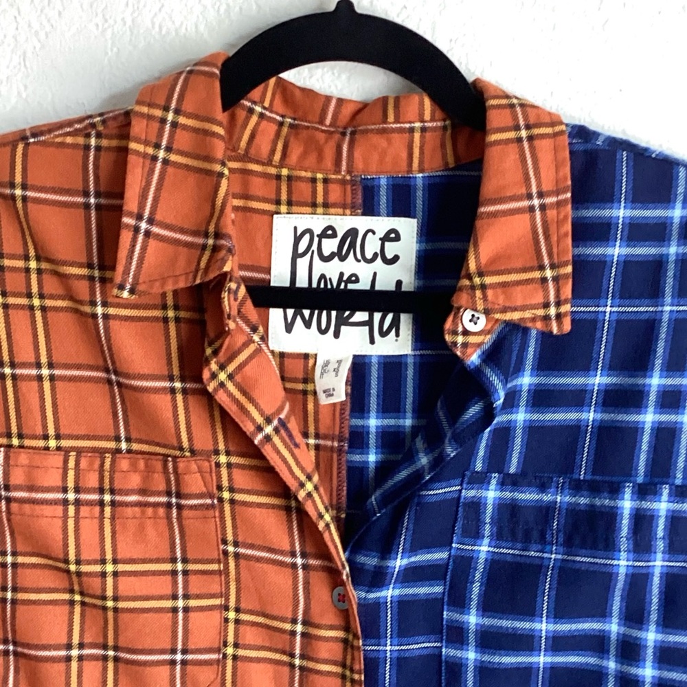\Peace Love World\ Two-Tone Plaid Button Down - Picture 4 of 16